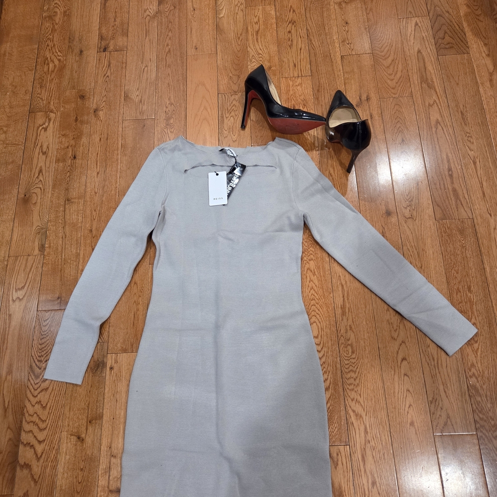 REISS Elegant Gray Long Sleeve Dress